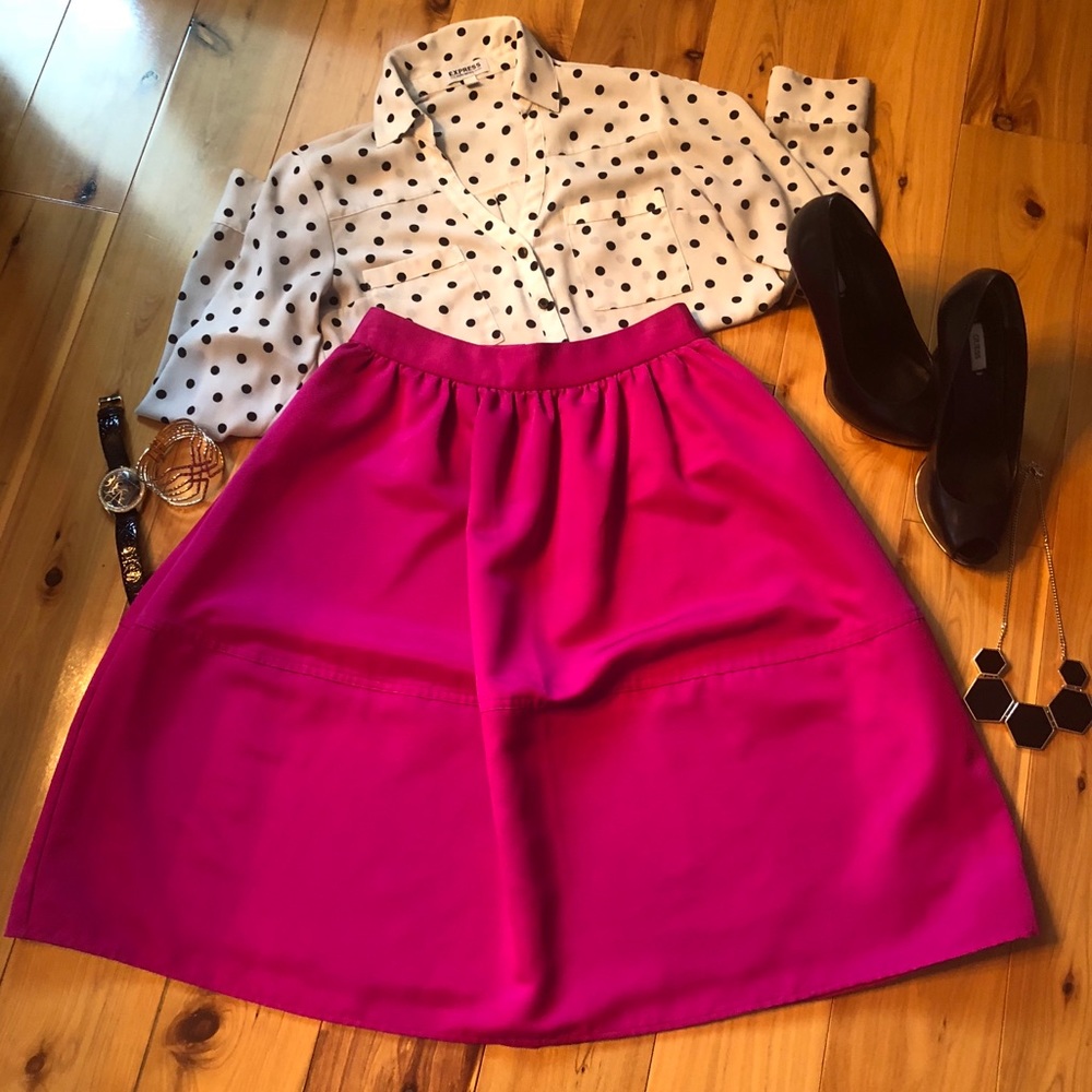 Express High Waist A Line Midi Skirt - Pink Size 2